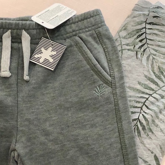 Set of 2 Splendid Baby Palm Leaf Tee + Joggers Soft Green Gray Unisex Set NWT - Picture 7 of 7